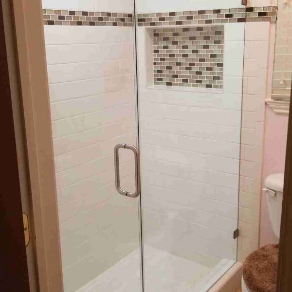 A simple shower and bathroom area