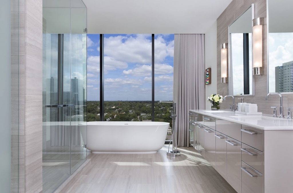A beautiful view of the bathroom area