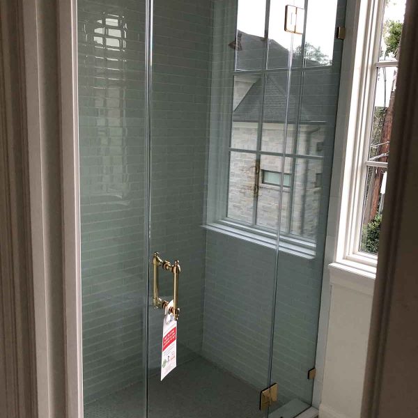 A cornered shower area