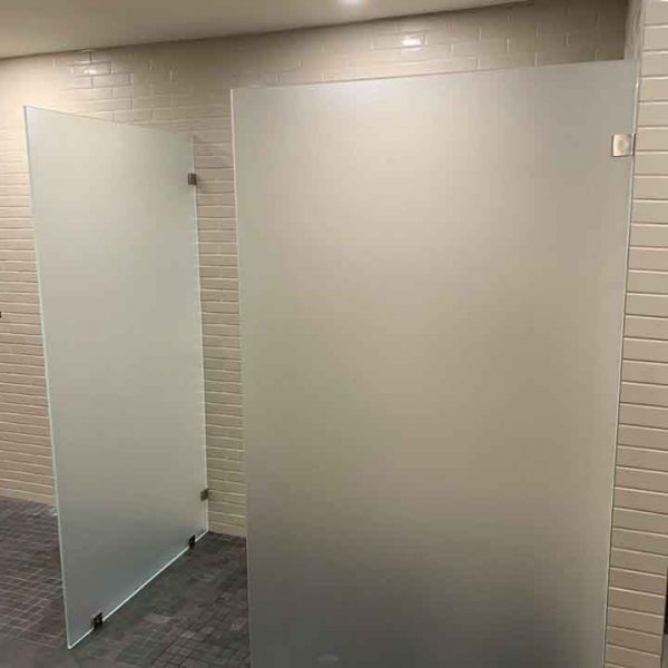 A detail of the glass door for shower area