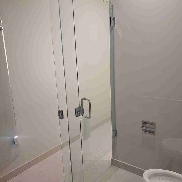 A cornered shower doors