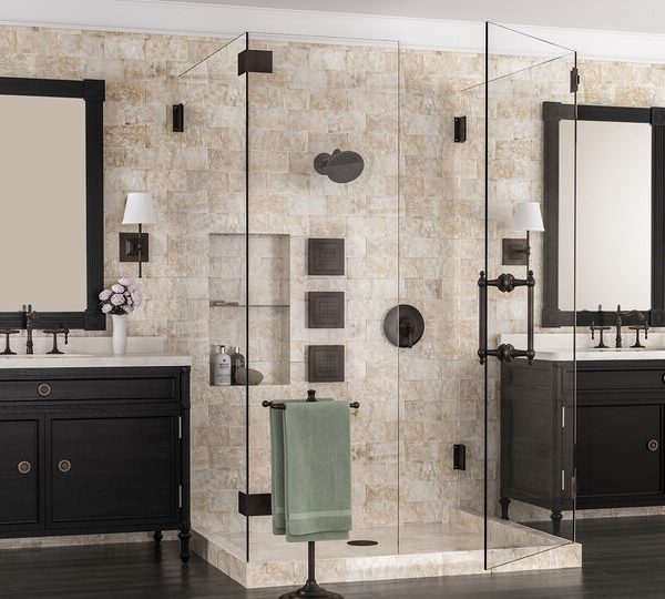 A luxurious and simple bathroom area