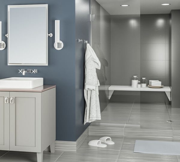 A luxurious and simple bathroom area